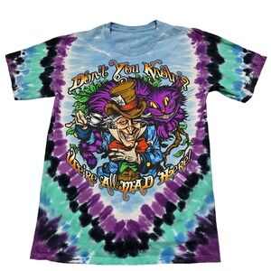 Rare Vintage Liquid Blue T-Shirt Unisex M Alice in Wonderland We're All Mad Here